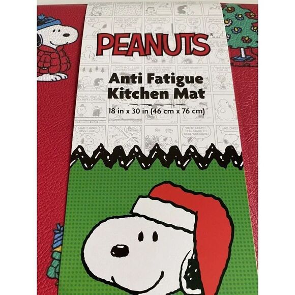 Peanuts Snoopy Woodstock In Puffy Coat Anti Fatigue Kitchen Mat 18 X 30” Red NEW - Picture 3 of 10